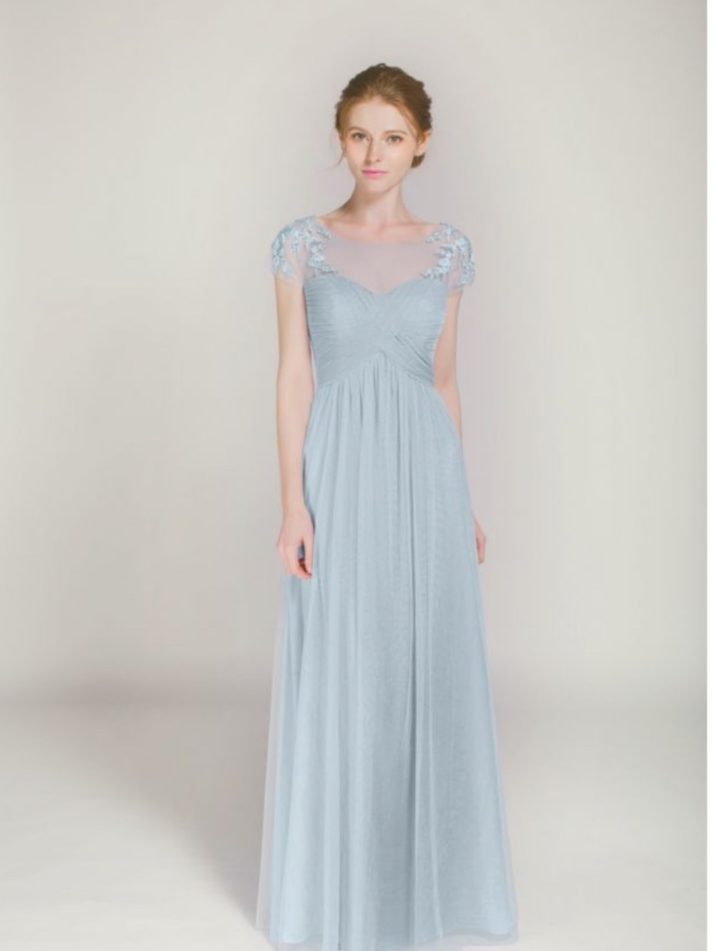 Tulle & Chantilly Bridesmaid Dress Gown Light Blue Small NWT Lace